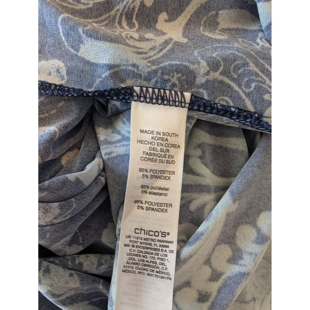 Chicos Navy Blue Sleeveless Maxi Dress With Damask Print Size 3 XL - Picture 4 of 4